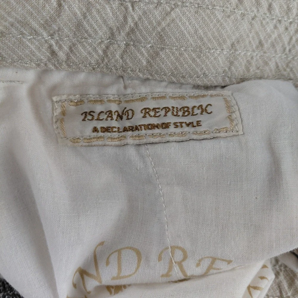Island Republic Mens Linen Blend Pinstripe Drawstring Shorts Beige White‎ Large
